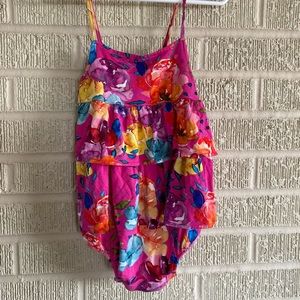 EUC Posh Peanut floral bubble 18-24m